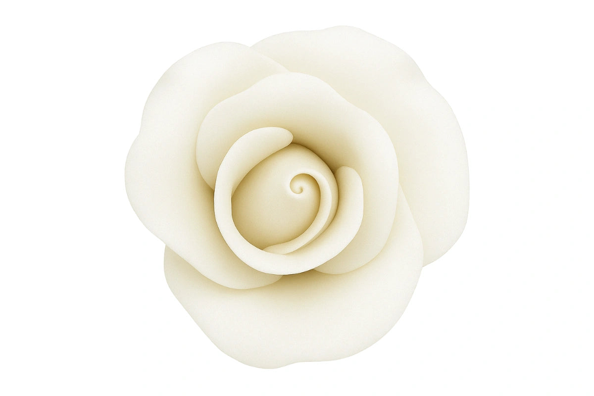 White Medium Single Rose - Sweet Sugar Flowers