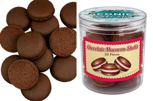 Chocolate Coloured Macaron Shells (20 Pack) - Iconic Cake Art