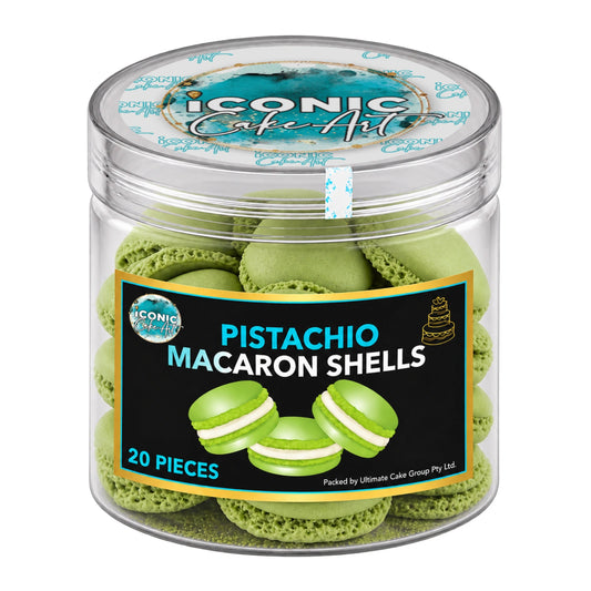 Green Pistachio Coloured Macaron Shells (20 Pack) - Iconic Cake Art