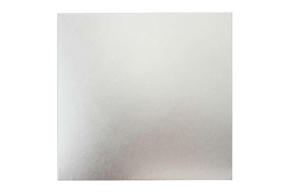 SILVER SQUARE MASONITE CAKE BOARD - 12 Inch