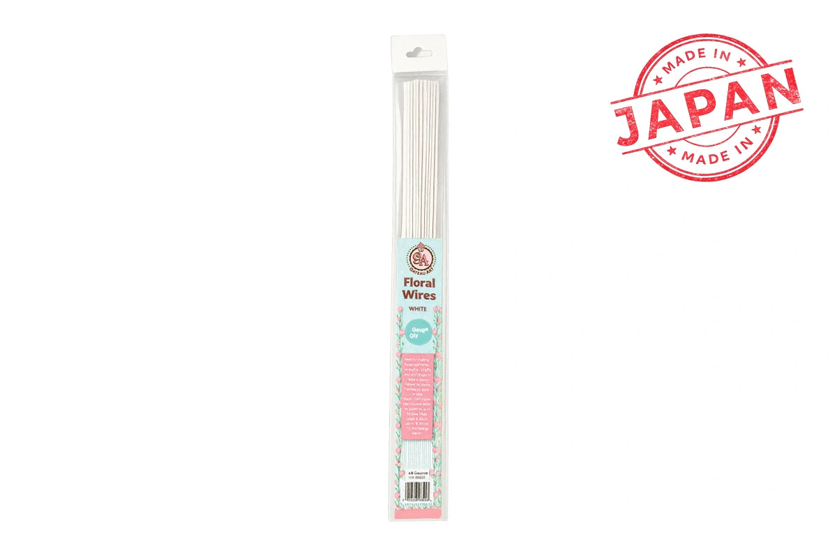 50PK White Floral Wires Gateau Art - 22 Gauge