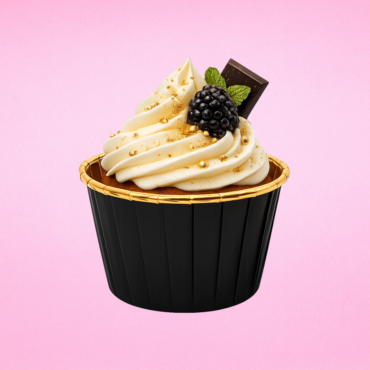 Black - Metallic Cupcake Liners - 50Pcs