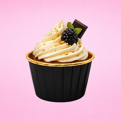 Black - Metallic Cupcake Liners - 50Pcs