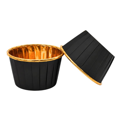 Black - Metallic Cupcake Liners - 50Pcs