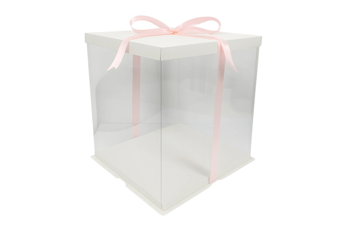 Transparent Cake Box - Transparent Square - White