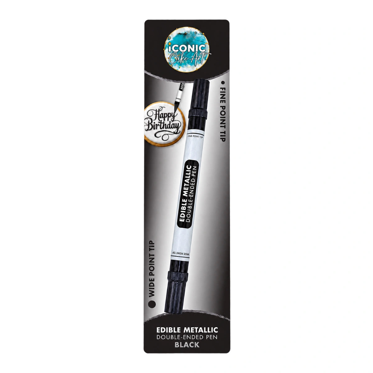 Black Edible Metallic Double Ended Pen - Iconic Cake Art