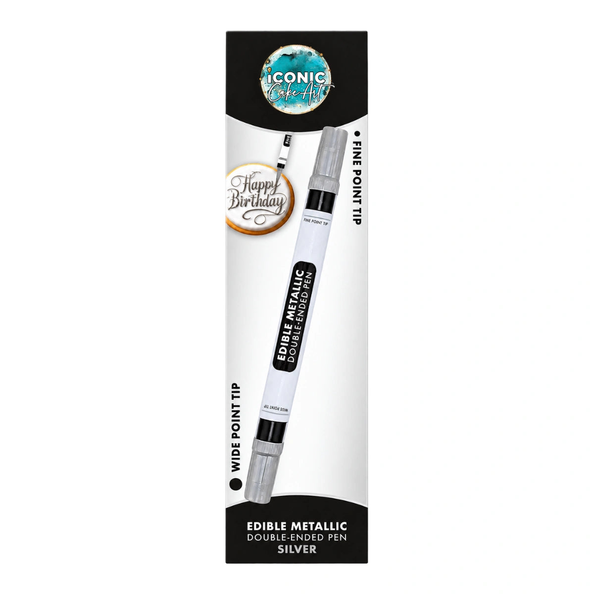 Silver Edible Metallic Double Ended Pen - Iconic Cake Art