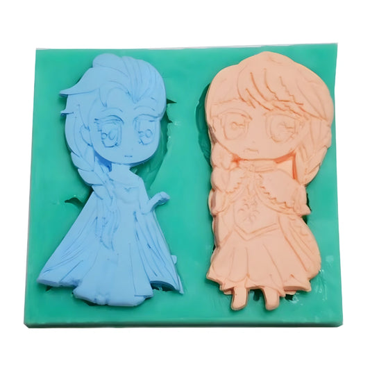Frozen Character - Elsa & Anna Silicone Mould - 8 X 4 cm