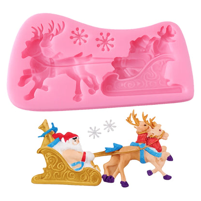 Santa Sleigh Mold - Silicone Mould - Reindeer