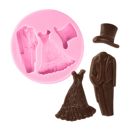 Bride Groom Dress Set - Pink Silicone Mould
