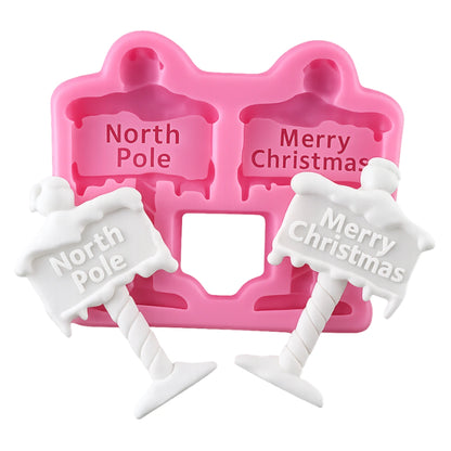 Merry Christmas And North Pole Silicone Mould