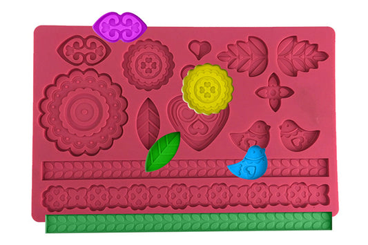 Folk Silicone Mould 198mm x 128mm - Iconic Cake Art