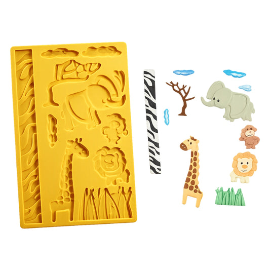Jungle Animals Fondant And Gum Paste Mold - Silicone Mold