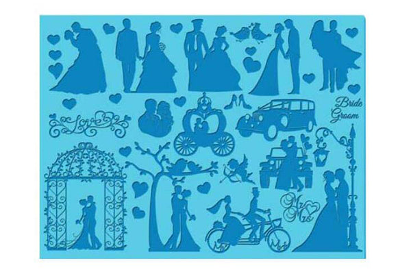 Wedding Silhouette 1 Cake Lace Mat - Silicone - Iconic Cake Art