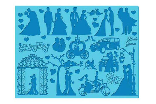 Wedding Silhouette 1 Cake Lace Mat - Silicone - Iconic Cake Art