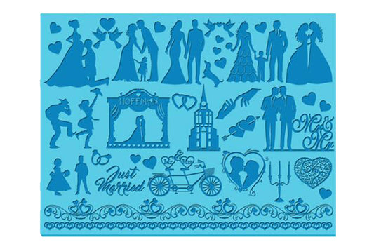 Wedding Silhouette 2 Cake Lace Mat - Silicone - Iconic Cake Art