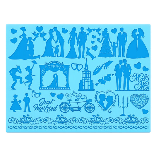 Wedding Silhouette 2 Cake Lace Mat - Silicone Mat