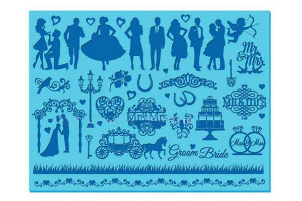 Wedding Silhouette 3 Cake Lace Mat - Silicone - Iconic Cake Art