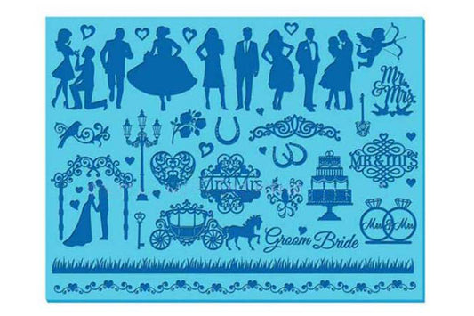 Wedding Silhouette 3 Cake Lace Mat - Silicone - Iconic Cake Art