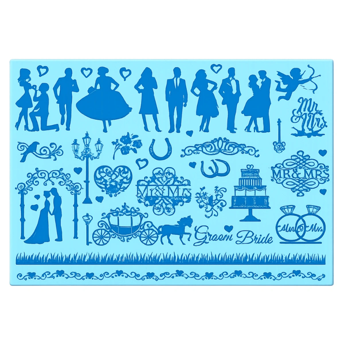 Wedding Silhouette 3 Cake Lace Mat - Silicone Mat
