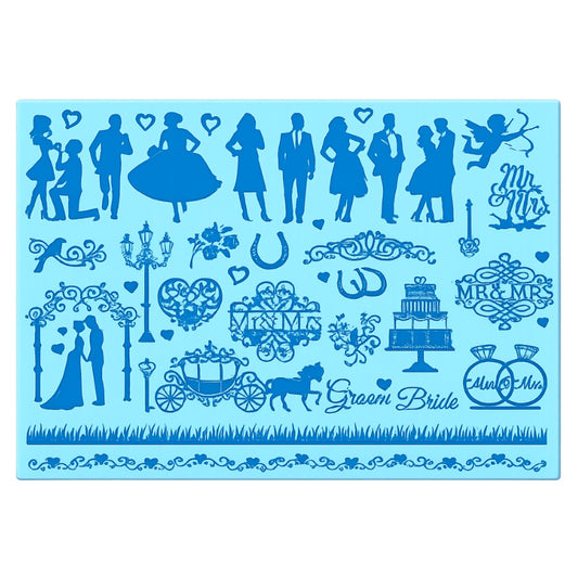 Wedding Silhouette 3 Cake Lace Mat - Silicone Mat