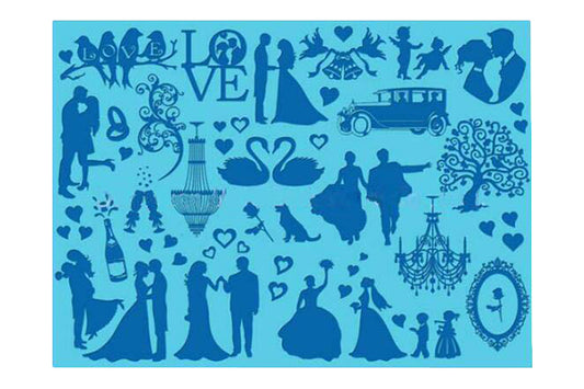 Wedding Silhouette 4 Cake Lace Mat - Silicone - Iconic Cake Art