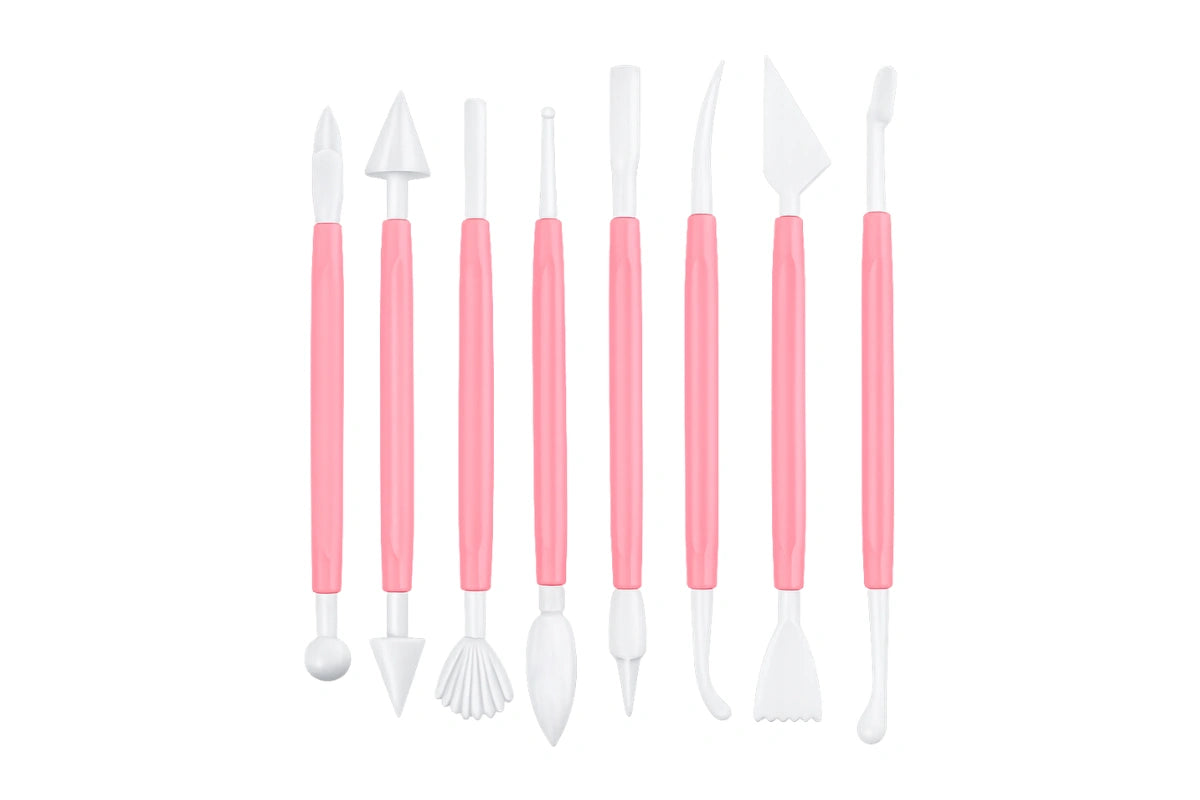 Pink Modelling Tools Fondant - Gum Paste Tool Set (8 Pack) - Iconic Cake Art