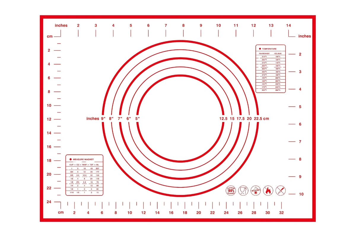 White Silicone Baking Mat - includes Measurements - 30cm x 40cm