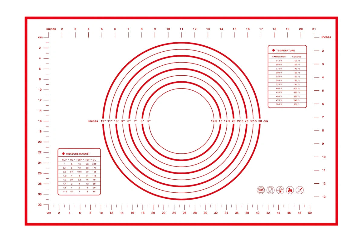 White Silicone Baking Mat - includes Measurements - 40cm x 60cm