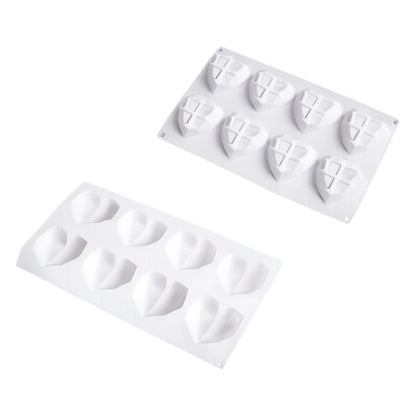 8 Cavity 3D Geometric Diamond Heart Silicone Cake Mould - Iconic Cake Art