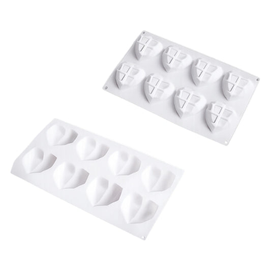 8 Cavity 3D Geometric Diamond Heart Silicone Cake Mould - Iconic Cake Art