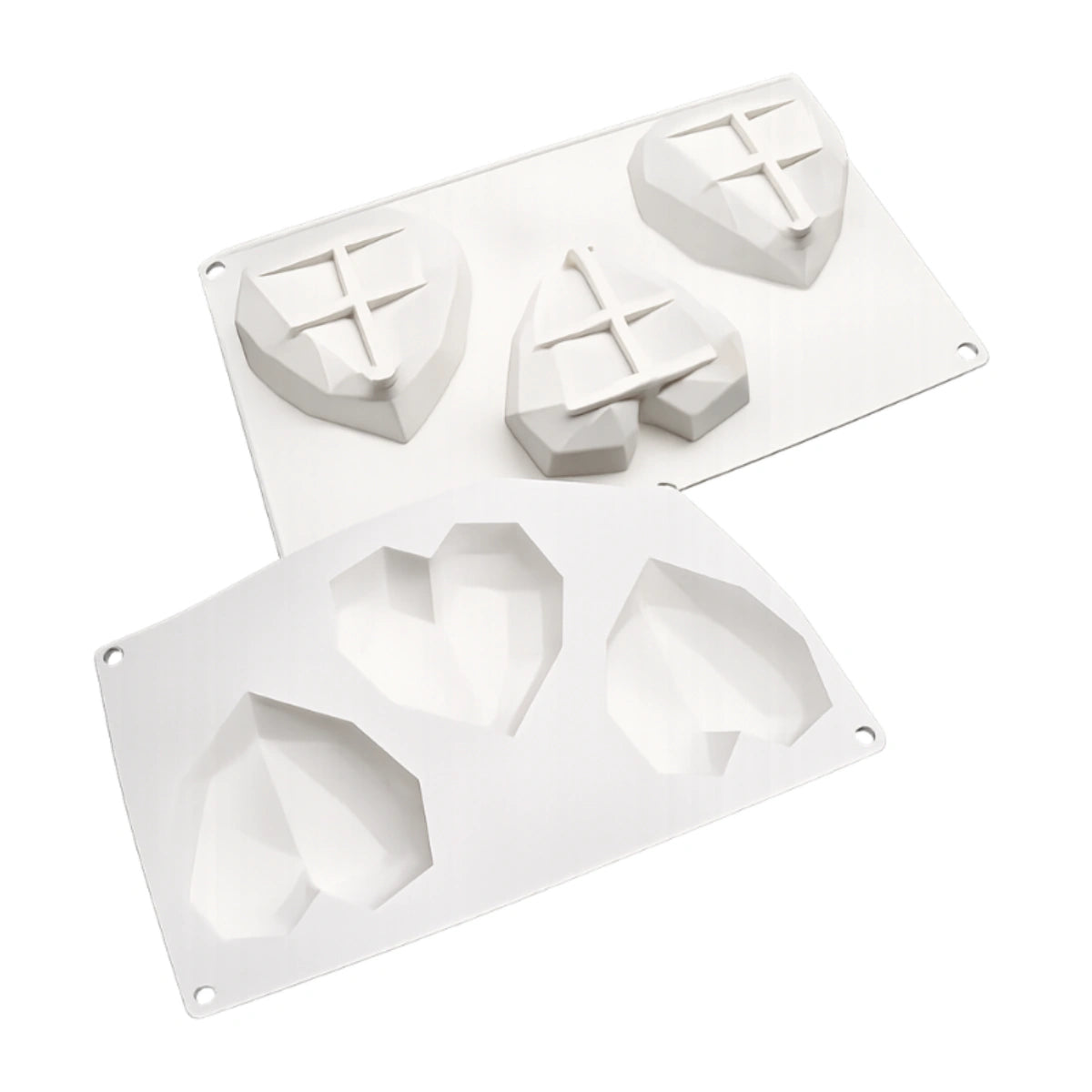 3 Cavity 3D Geometric Diamond Heart Silicone Cake Mould - Iconic Cake Art