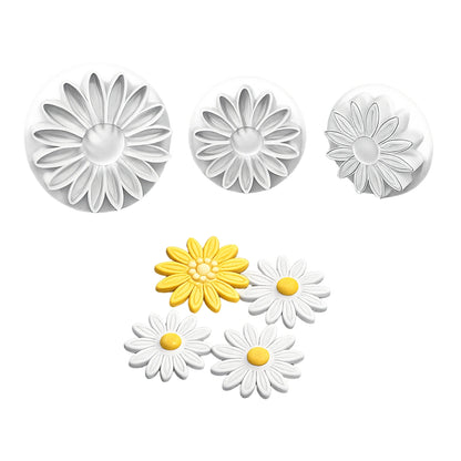 Small Sunflower, Gerbera and Daisy Veined Plunger Cutters - 22mm, 31mm, 37mm