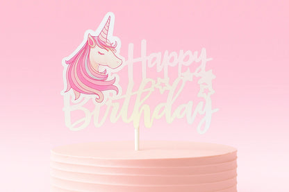 Happy Birthday - Unicorn Laser - Cake Topper - Iconic Cake Art