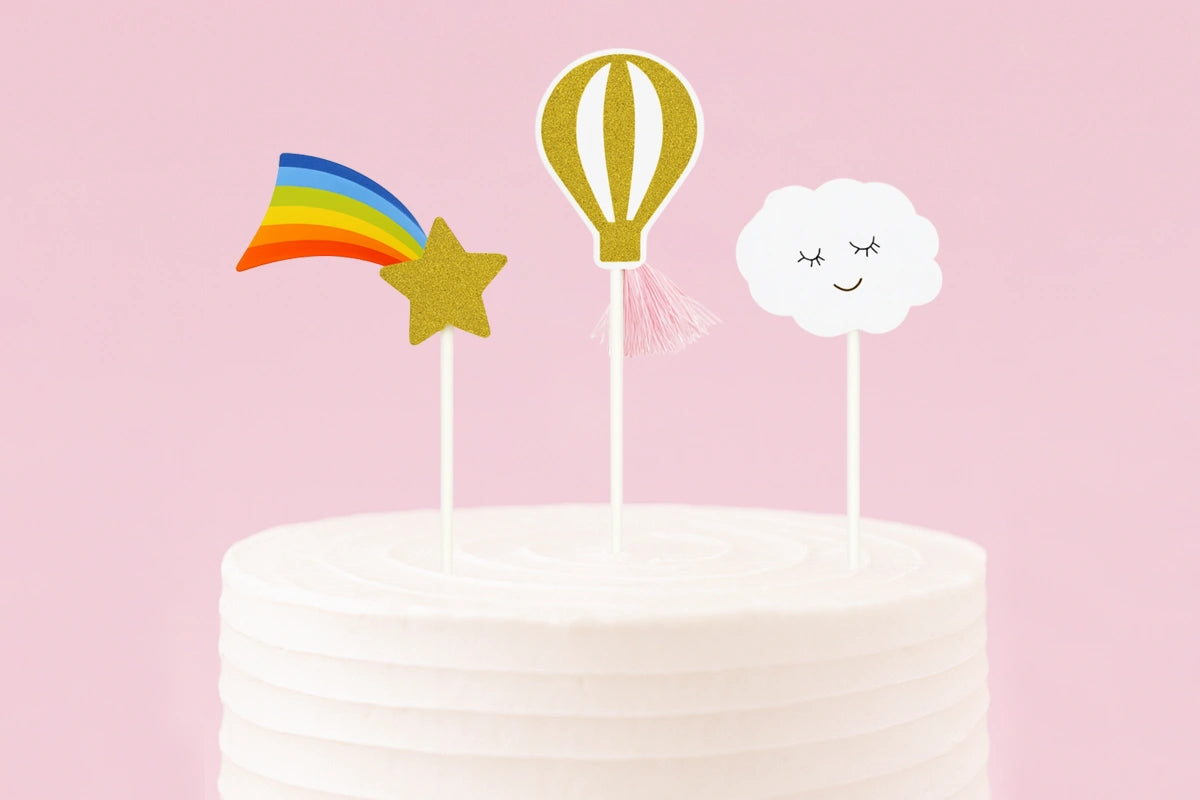 Shooting Star and Balloon Cake Topper Set (3 Pack) - Iconic Cake Art