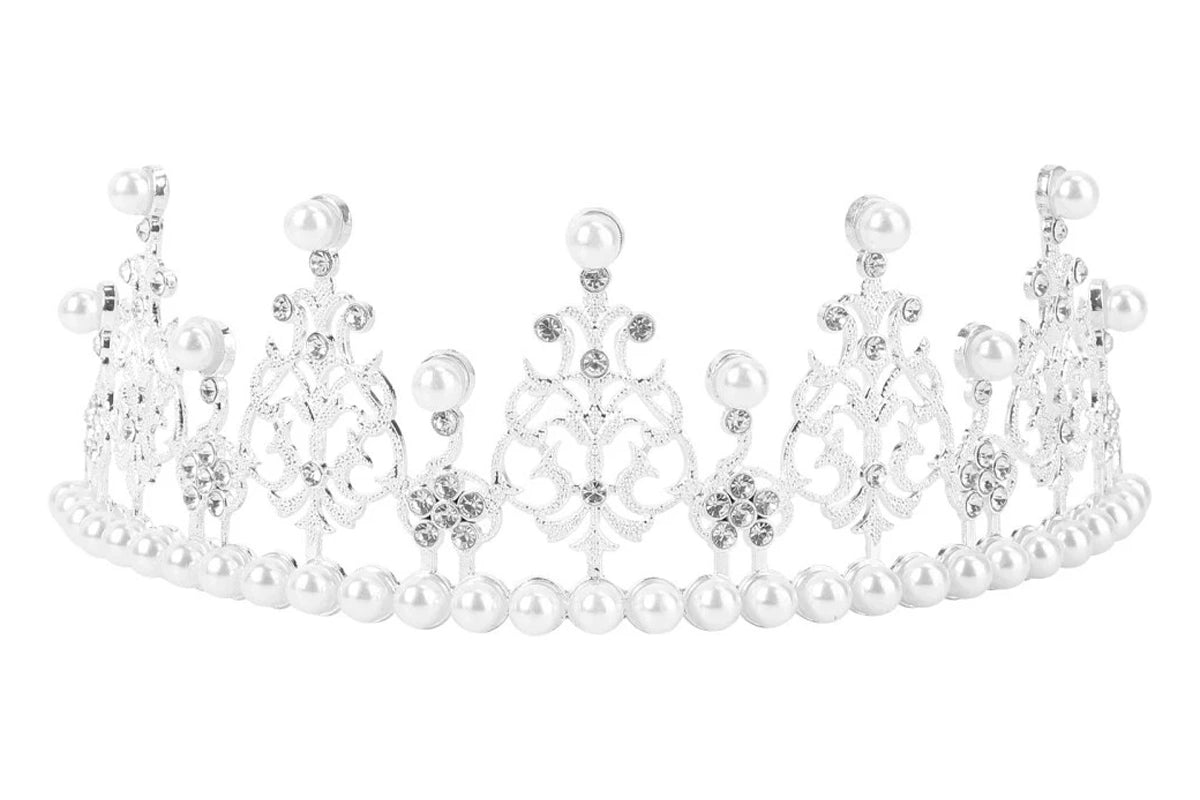 Silver Pearl Accent Tiara Crown - Diameter – Cake Topper 145mm - Iconic Cake Art