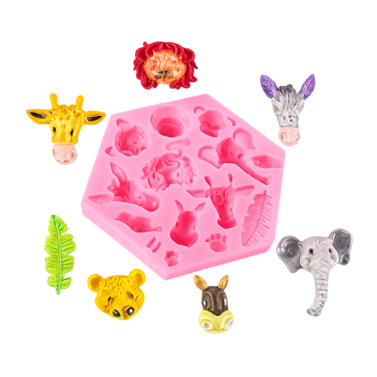 Jungle Animal Faces Silicone Mold - Animal Mould