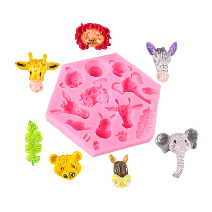 Jungle Animal Faces Silicone Mold - Animal Mould