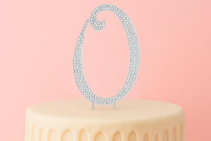 Diamante Number 0 - Rhinestone Cake Topper Monogram Birthday Anniversary 12cm - Iconic Cake Art