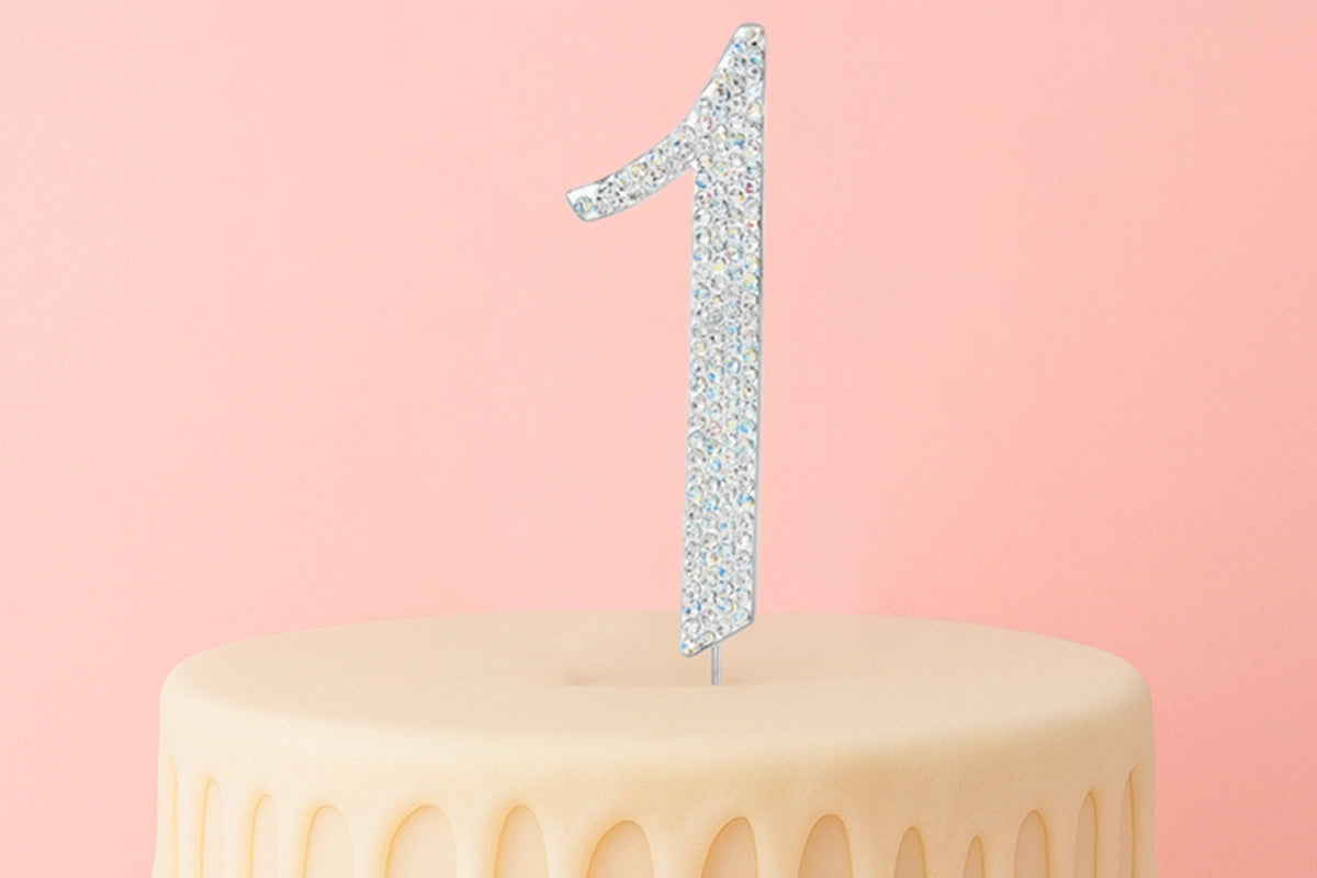 Diamante Number 1 - Rhinestone Cake Topper Monogram Birthday Anniversary 12cm - Iconic Cake Art
