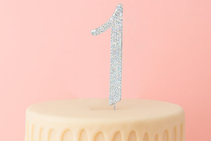 Diamante Number 1 - Rhinestone Cake Topper Monogram Birthday Anniversary 12cm - Iconic Cake Art