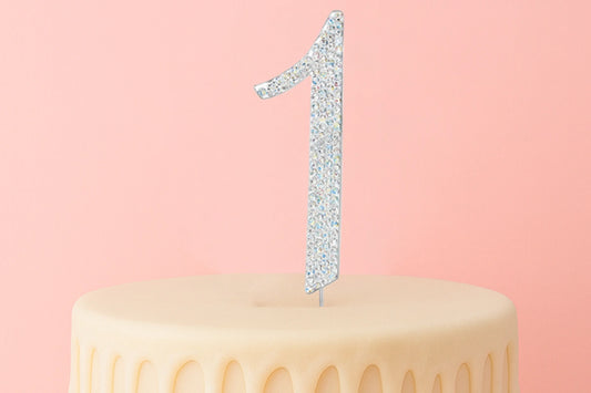 Diamante Number 1 - Rhinestone Cake Topper Monogram Birthday Anniversary 12cm - Iconic Cake Art