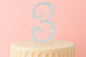 Diamante Number 3 - Rhinestone Cake Topper Monogram Birthday Anniversary 12cm - Iconic Cake Art