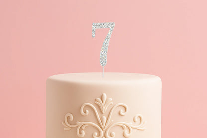 Diamante Number 7 - Rhinestone Cake Topper Monogram Birthday Anniversary 4.5cm - Iconic Cake Art