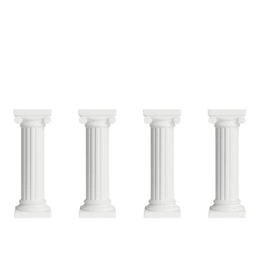 White Cake Pillar - Grecian Style 5 Inch (4 Pack) - Gateau Art