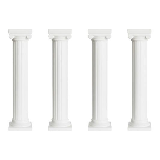 White Cake Pillar - Grecian Style 7 Inch (4 Pack) - Gateau Art