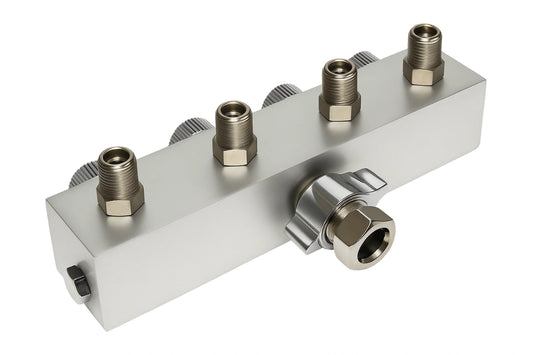 AIRBRUSH HOSE SPLITTER WITH REGULATED MANIFOLD VALVES - 4 WAYS