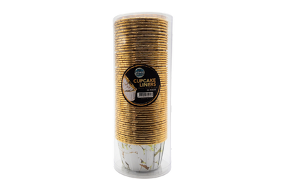 White Gold Marble Metallic Cupcake Liners (50 Pack) - Iconic Cake Art