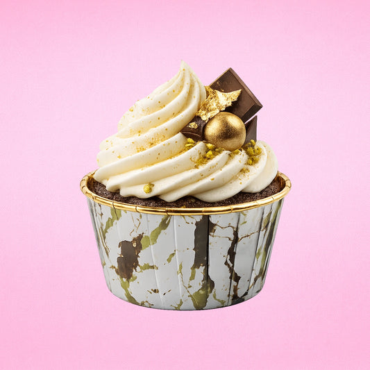 White Gold Marble - Metallic Cupcake Liners - 50Pcs