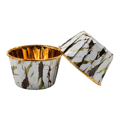 White Gold Marble - Metallic Cupcake Liners - 50Pcs